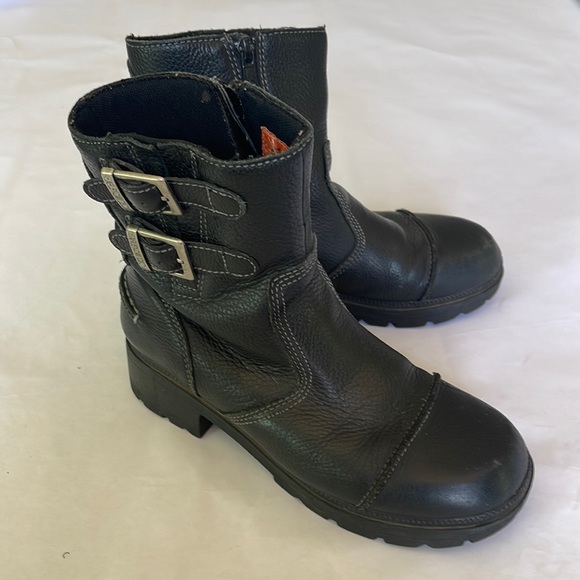 Harley-Davidson Shoes - Harley-Davidson Women's Moto Side Zip Leather Boots Black Size 8